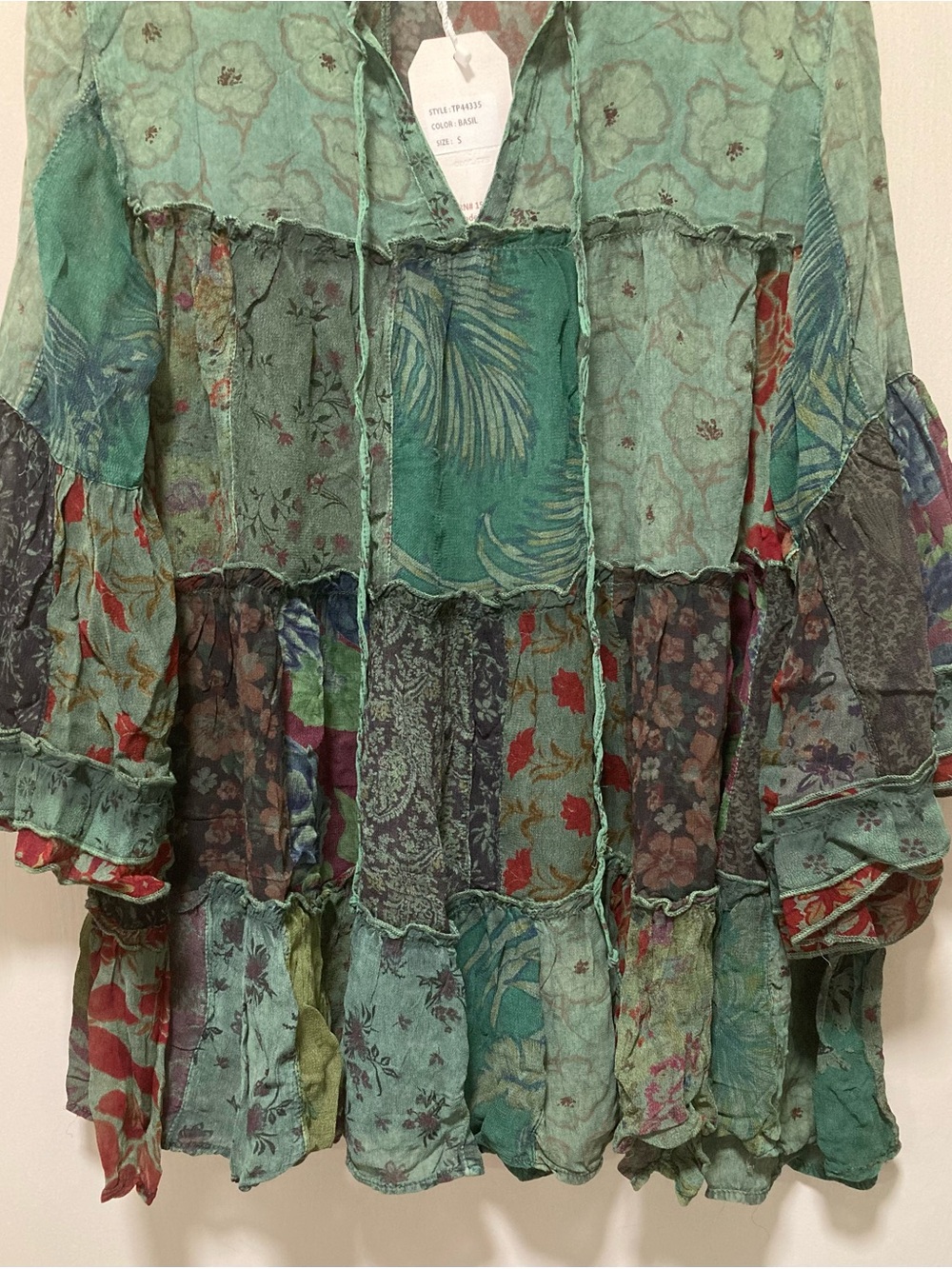 Young Threads Tiered Patchwork Ruffle Boho Tunic - Picture 3 of 4